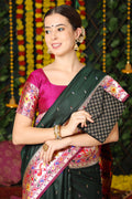 Green Paithani Silk Saree With Blouse Piece