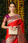 Red Paithani Silk Saree With Blouse Piece