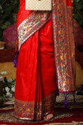 Red Paithani Silk Saree With Blouse Piece