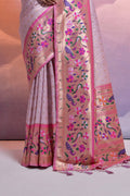 Purple Paithani Silk Blend Saree With Blouse Piece