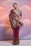 Maroon Paithani Silk Blend Saree With Blouse Piece