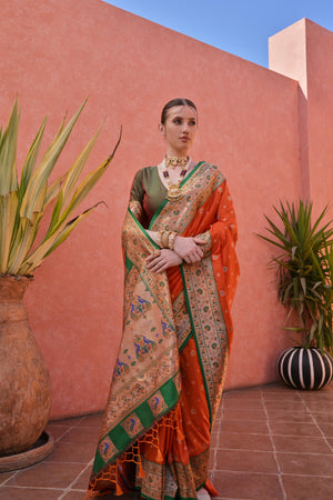 Paithani Silk Saree Featuring Beautiful Zari Weaving