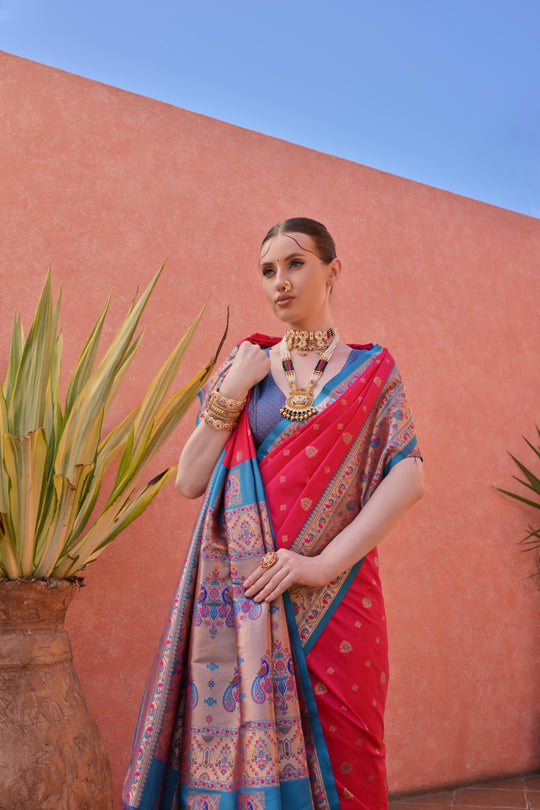 Paithani Silk Saree Featuring Beautiful Zari Weaving