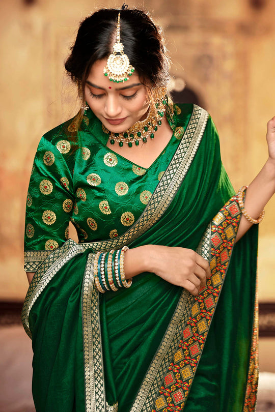 Forest Green Banarasi Saree