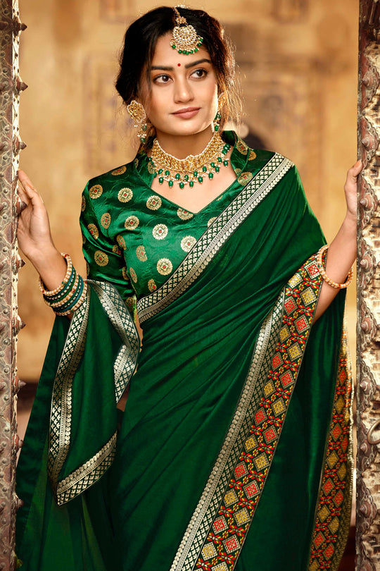 Forest Green Banarasi Saree