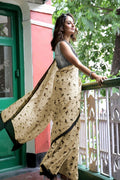 Cream Pure Cotton Block Printed Saree Saree With Blouse Piece