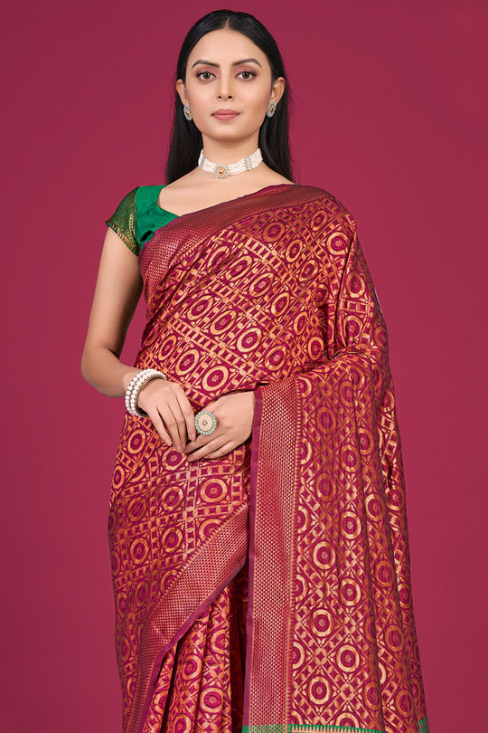 Persian Red Banarasi Saree