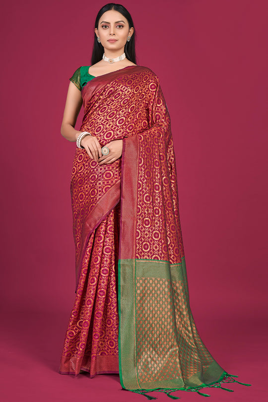 Persian Red Banarasi Saree