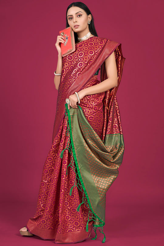 Persian Red Banarasi Saree