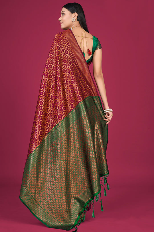 Persian Red Banarasi Saree