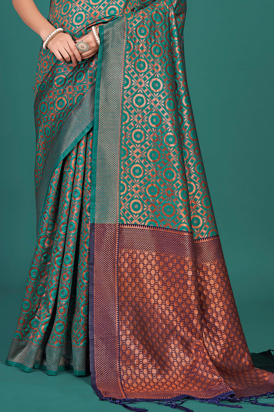 Teal Green Banarasi Saree