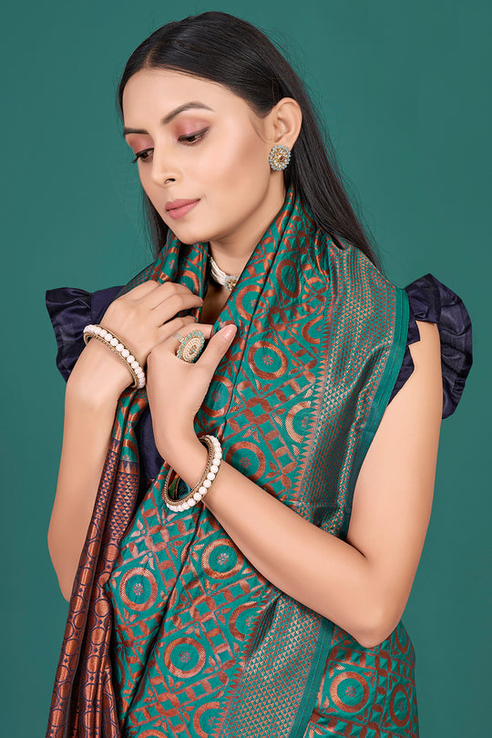 Teal Green Banarasi Saree