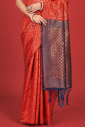 Scarlet Red Banarasi Saree