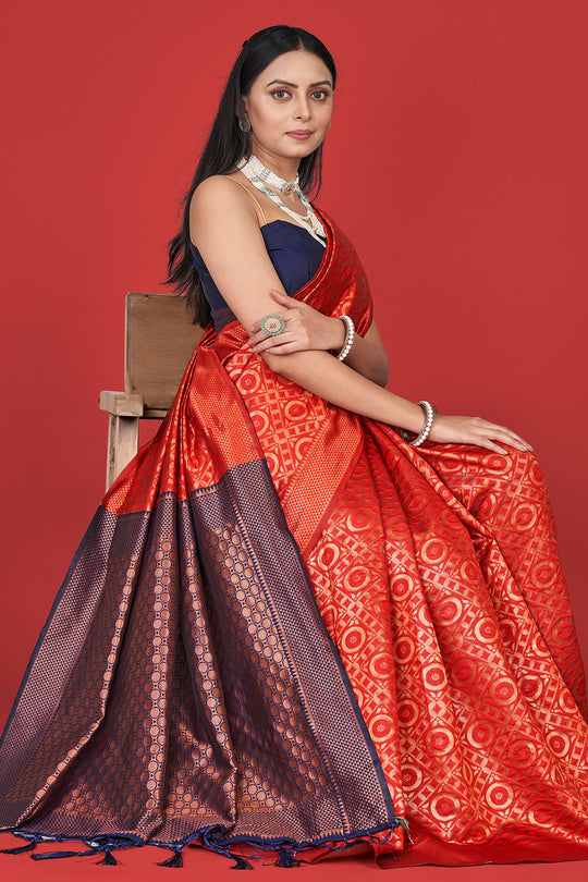 Scarlet Red Banarasi Saree