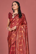 Ruby Red Banarasi Saree