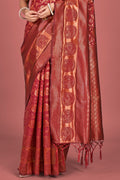 Ruby Red Banarasi Saree