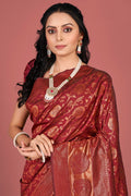 Ruby Red Banarasi Saree