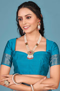 Cyan Blue Banarasi Saree