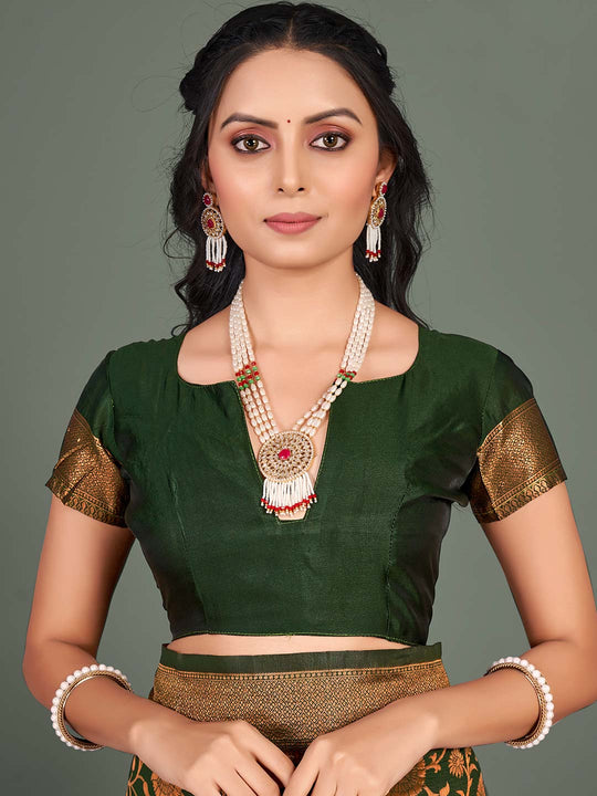 Pine Green Banarasi Saree