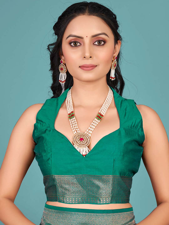 Teal Green Banarasi Saree