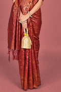 Burnt Orange Banarasi Saree