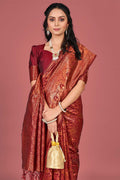 Burnt Orange Banarasi Saree