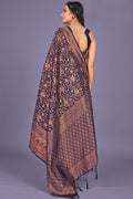 Womens Banarasi Silk Saree With Blouse Piece