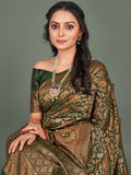 Womens Banarasi Silk Saree With Blouse Piece