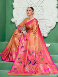 Pink And Orange Paithani Saree