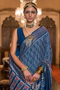 Denim Blue Designer Saree