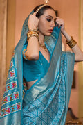 Cyan Blue Designer Saree