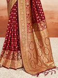 Maroon Silk Saree With Blouse Piece