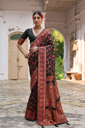 Silk Saree Featuring Beautiful Pashmina Thread Weaving