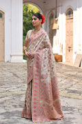 Silk Saree Featuring Beautiful Pashmina Thread Weaving