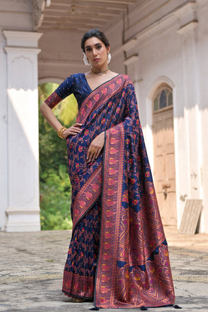 Silk Saree Featuring Beautiful Pashmina Thread Weaving
