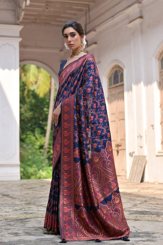 Silk Saree Featuring Beautiful Pashmina Thread Weaving
