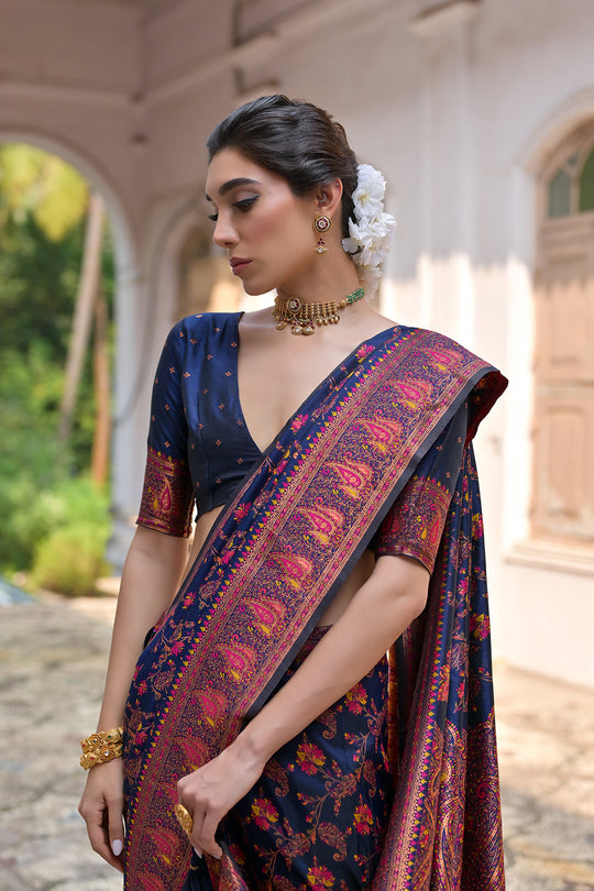 Silk Saree Featuring Beautiful Pashmina Thread Weaving