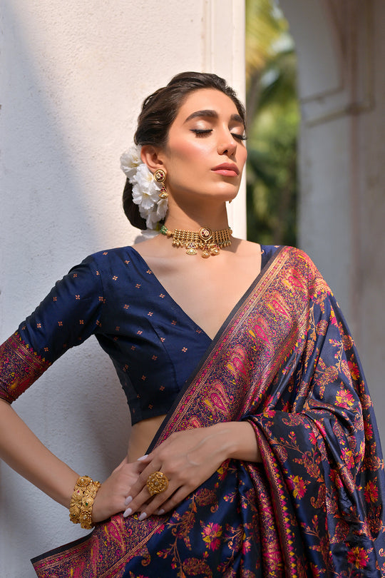 Silk Saree Featuring Beautiful Pashmina Thread Weaving