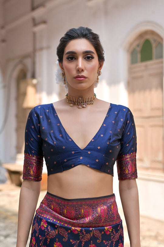 Silk Saree Featuring Beautiful Pashmina Thread Weaving