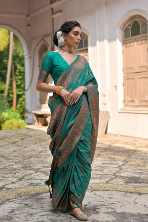 Silk Saree Featuring Beautiful Pashmina Thread Weaving