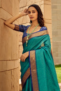 Blue Banarasi Patola Silk Saree With Blouse Piece