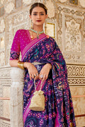Indigo Violet Designer silk Saree