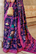 Indigo Violet Designer silk Saree