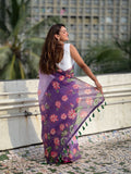 Levender Banarasi Silk Blend Saree With Blouse Piece