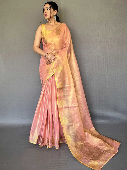 Pink Silk Festive Wear Saree With Blouse Piece