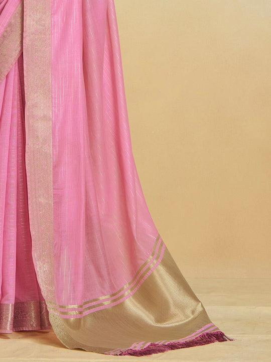 Pink Silk Festive Wear Saree With Blouse Piece