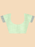 Green Pure Linen Blend Saree With Blouse Piece