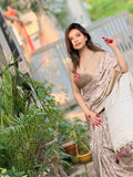 Baige Banarasi Silk Blend Saree With Blouse Piece