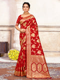 Red Silk Saree With Blouse Piece