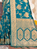 Blue Silk Saree With Blouse Piece